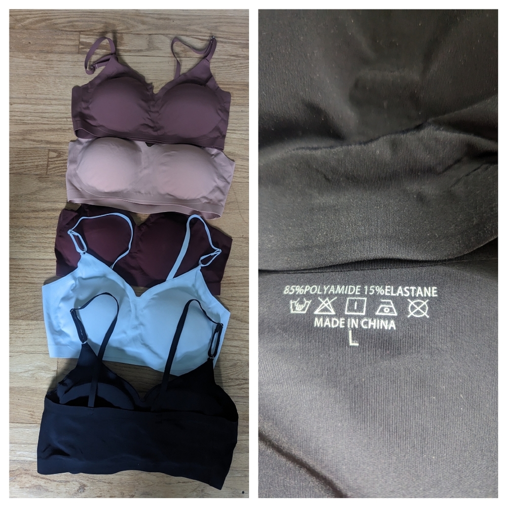 5 tshirt bras sz L